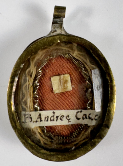 Reliquary theca with relic of Bl. Andrea Caccioli, O.F.M., disciple of St. Francis of Assisi