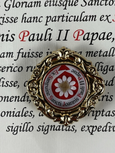 Rare documented reliquary theca with a blood relic of St. Pope John Paul II