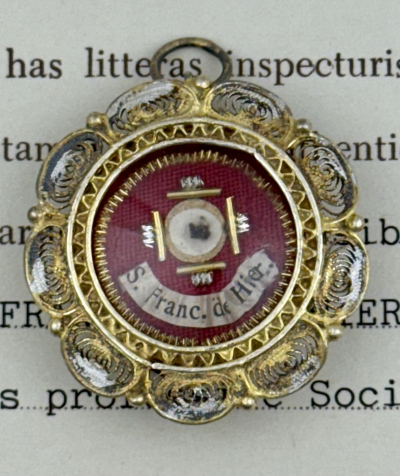 1985 Documented reliquary theca with relic of St. Francis Jerome S.J. (Francesco de Geronimo)