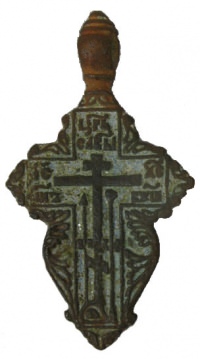 Small Russian brass pectoral Old Believer's Crucifix cross