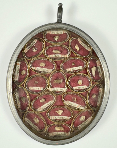 Reliquary theca with relics of St. Fidelis of Sigmaringen, 13 Popes &amp; Selected Saints