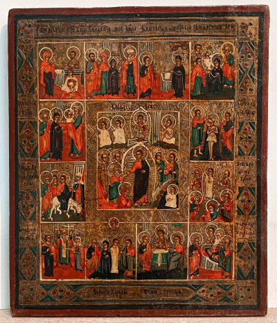 Russian Icon - The Resurrection, Descent into Hell &amp; Orthodox Feasts