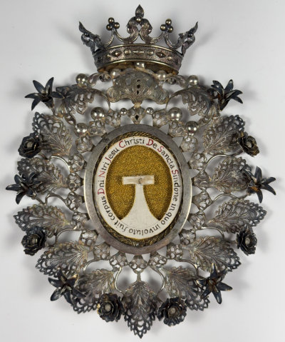 Spectacular reliquary theca with relics of the Shroud Of Jesus Christ (Shroud of Turin)