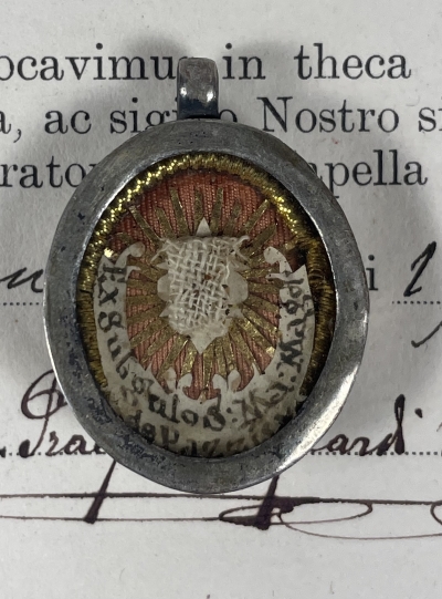 1910 Documented reliquary theca with relic of St. Mary Magdalene de' Pazzi