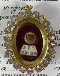 1986 Documented reliquary theca with first-class relics of Blessed Bienheureuse Marie-Th&eacute;r&egrave;se de Soubiran, foundress of Sisters of Marie-Auxiliatrice