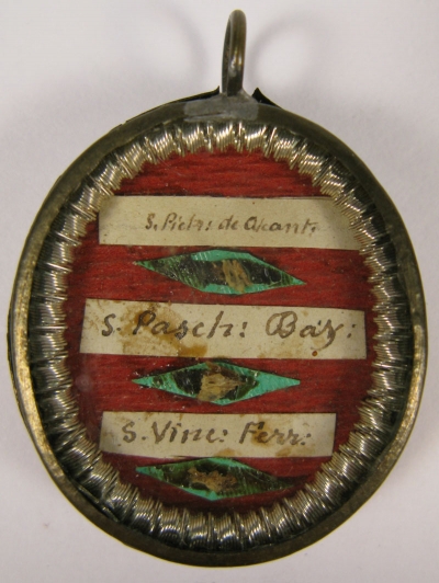 Reliquary theca with relics of St. Peter of Alcantara,&nbsp;St. Paschal Baylon, and&nbsp;St. Vincent Ferrer