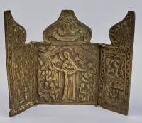 Russian Orthodox folding skladen travel icon of Joy to All Who Sorrow Madonna