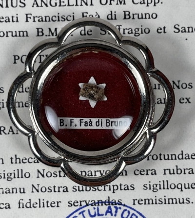 1988 Documented reliquary theca with relics of the Blessed Francesco Fa&agrave; di Bruno, founder of the Minim Sisters of St. Zita