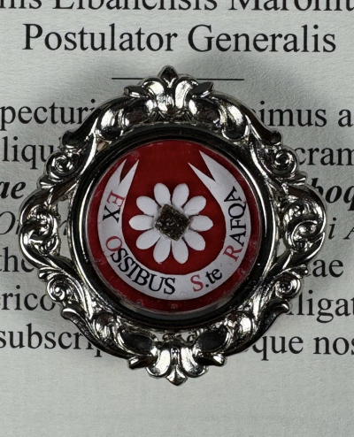 Documented reliquary theca with relic of Maronite St. Rafqa (Rafka) Pietra Chobok, OLM