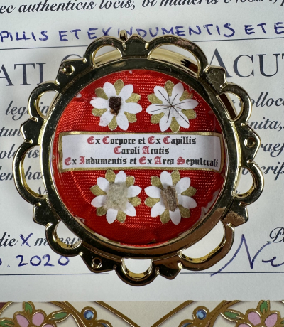 2020 Documented reliquary with relics of the Saint Carlo Acutis
