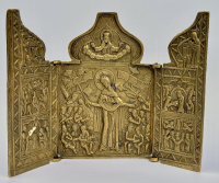 Russian Orthodox folding skladen travel icon of Joy to All Who Sorrow Madonna