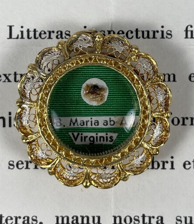 1968 Documented reliquary with relic of the Blessed Maria Therese von W&uuml;llenweber (Maria of the Apostles), founder of the Salvatorian Sisters