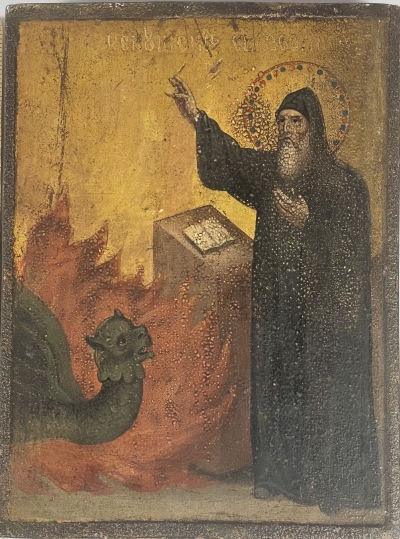 Russian Icon - the Temptation of St. Zosima of Solovetsky Monastery