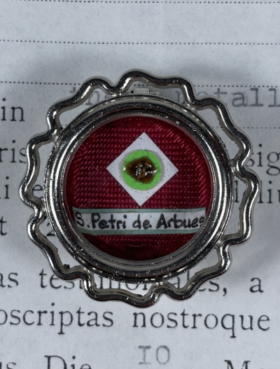 1991 Vatican documented theca with relics of St. Pedro (Peter) de Arbu&eacute;s