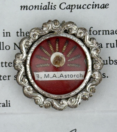 1982 Documented reliquary with relic of Bl. Maria Angela Astorch, Mystic of the Breviary