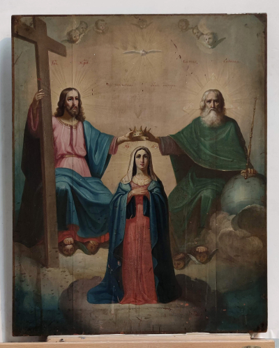 Large Russian Icon - The Coronation of The Virgin Mary