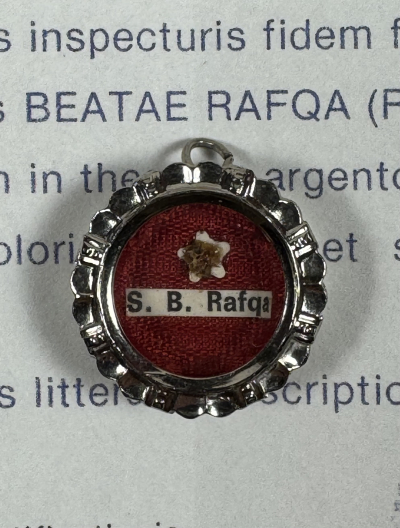 Documented reliquary theca with relics of Maronite Saint Rafqa (Rafka or Rebecca), O.L.M. رفقا بطرسيّة شبق