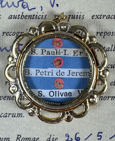 1991 Documented reliquary with relics of St. Paul of Thebes, Bl. Peter of Geremia &amp; St. Olivia of Palermo