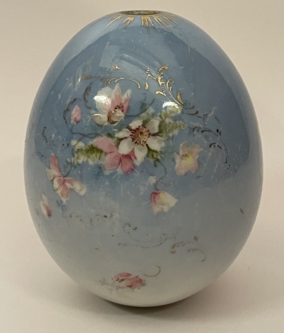 Large Russian Imperial porcelain Easter Egg with Flowers "Christ is Risen!"